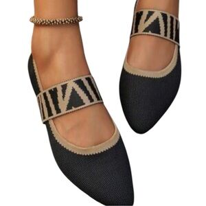 New MIA Women’s Madeleine Black Knit Ballet Flats Y2K Casual Soft Breathable